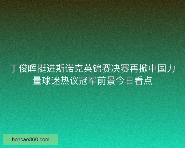 丁俊晖挺进斯诺克英锦赛决赛再掀中国力量球迷热议冠军前景今日看点
