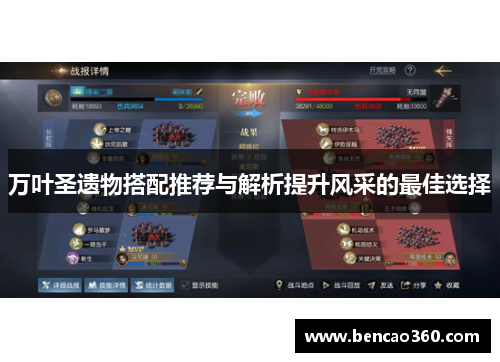 万叶圣遗物搭配推荐与解析提升风采的最佳选择